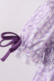 Lavender floral smocked ruffle dress