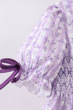 Lavender floral smocked ruffle shorts set