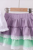 Purple lace rainbow ruffle skorts set