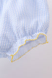 Blue lemon embroidery seersucker bloomer set