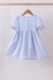 Blue flag smocked ruffle dress