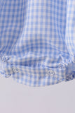 Blue flag smocked peter pan collar gingham bubble