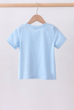 Blue puppy applique top