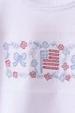 Blue flag smocked jacquard ruffle shorts set