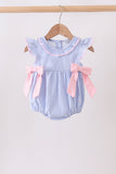 Blue Stripe Bow Ruffle Bubble