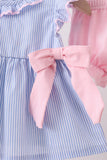 Blue Stripe Bow Bloomer Set