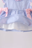 Blue Stripe Bow Bloomer Set