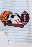 Blue Sports Ball Stripe Applique Jon