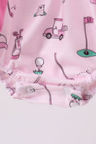 Pink golf print ruffle bubble