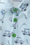 Green golf print shorts set