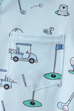 Green golf print shorts set