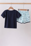 Navy golf print shorts set