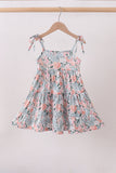 Pink Floral tiered Dress