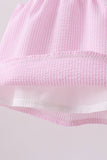 Pink stripe seersucker strawberry smocked bloomer set