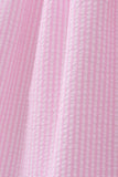 Pink stripe seersucker strawberry smocked dress
