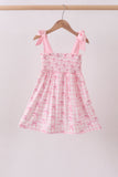 Pink bow smocked ruffle dress
