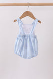 Blue Gingham Animal Embroidered Bubble