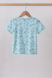 Blue beach print pocket top