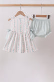 Bow Floral Applique Bloomer Set