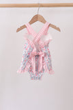 Pink Floral Bow Applique Bow Bubble