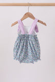 Purple floral print bow bubble
