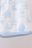 Blue Sailboat Embroidered Set