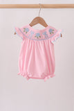 Pink Hydrangea Bow Smocked Bubble