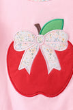 Pink Apple Bow Applique Set