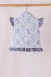 Blue floral ruffle vest