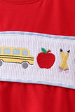 Red School Bus Smocked top