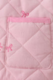 Pink corduroy bow embroidery ruffle jacket