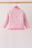 Pink corduroy bow embroidery ruffle jacket