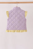 Purple corduroy bow embroidery ruffle vest