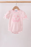 Pink Jack-O-Lantern  Applique Bow Bubble