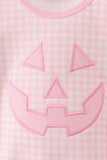 Pink Jack-O-Lantern  Applique Bow Bubble