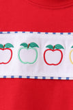Red Apple Embroidered Gingham Shorts Set