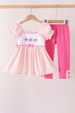Pink Castle Embroidery Jacquard Pants Set