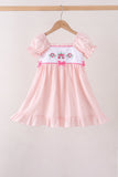Pink Castle Embroidery Jacquard Ruffle Dress