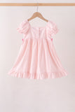 Pink Castle Embroidery Jacquard Ruffle Dress