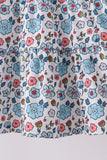 Blue floral smocked ruffle dress