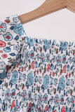 Blue floral smocked ruffle dress