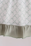 Sage pumpkin embroidery bow ruffle dress