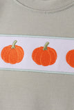Sage pumpkin embroidery shorts set
