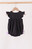 Black ghost spider embroidery ruffle bubble