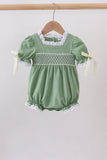 Sage collar smocked lace bubble