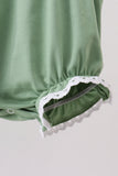 Sage collar smocked lace bubble