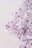 Purple floral smocked ruffle bloomer set