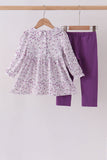 Purple floral smocked pants set