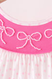 Pink bow pearl ruffle pants set