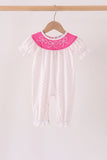 Pink bow pearl romper